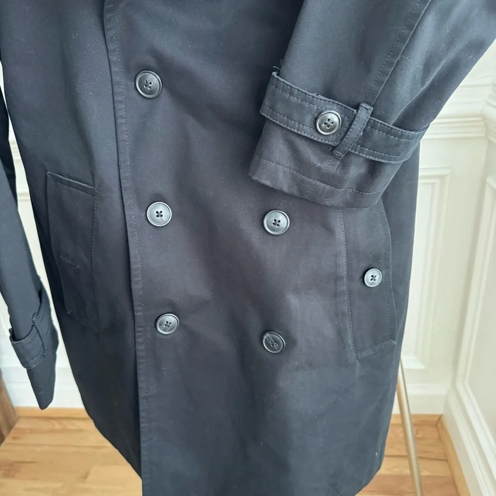 Banana Republic Men's Black Double-Breasted Trench Coat Medium